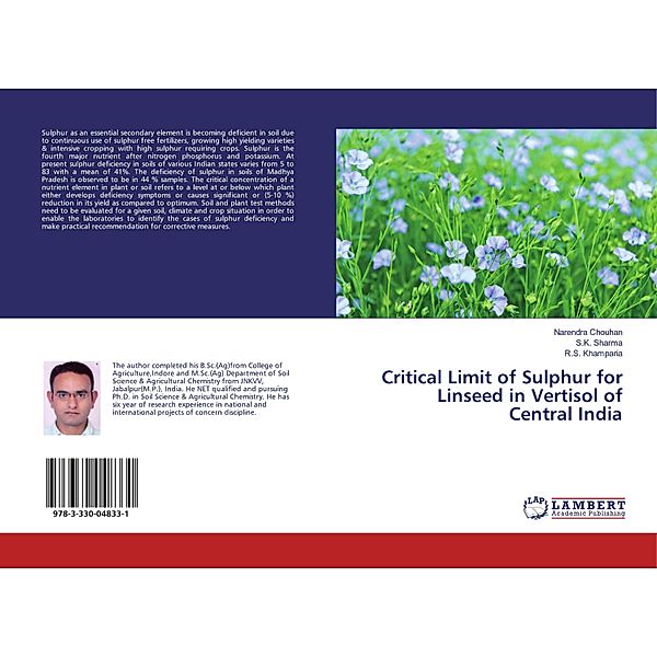 Critical Limit of Sulphur for Linseed in Vertisol of Central India, Narendra Chouhan, S. K. Sharma, R. S. Khamparia