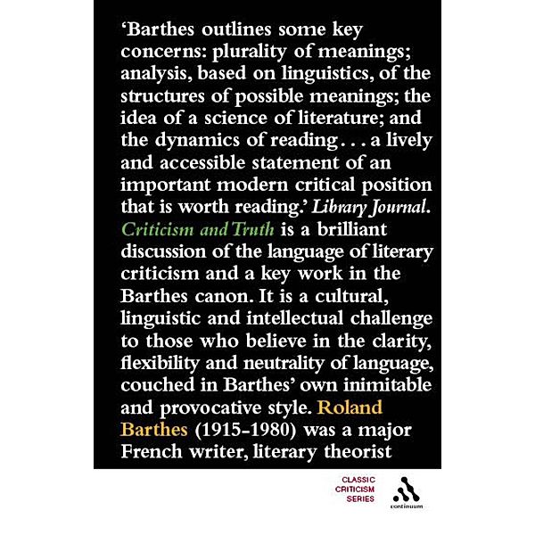 Criticism and Truth, Roland Barthes