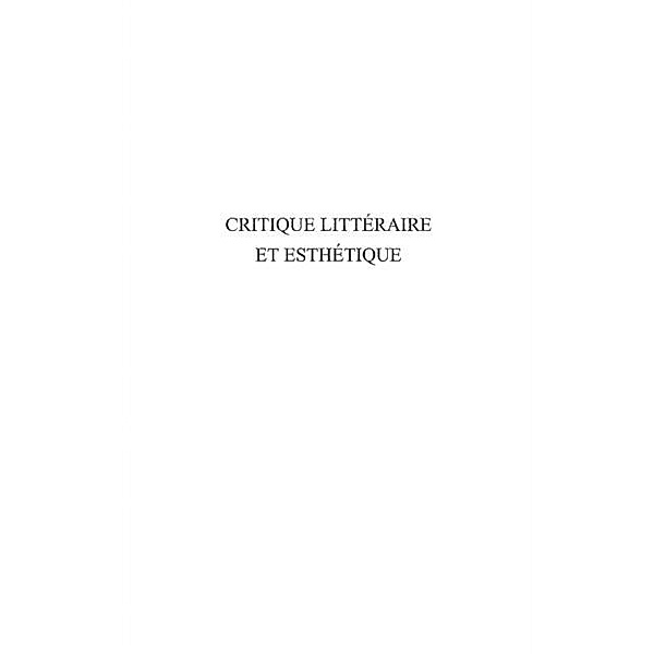 Critique litteraire et esthetique / Hors-collection, V. Zima Pierre