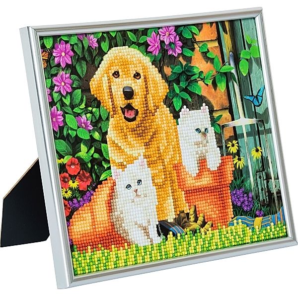 Crystal Art Bilderrahmen Katze und Hund 21x25cm