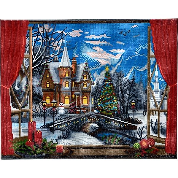 Crystal Art Leinwand weihnachtslicher Bergblick 40x50 cm