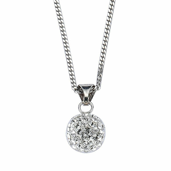 Crystelle Anhänger mit Kette 925/- Sterling Silber Swarovski Kristalle weiß 42cm Glänzend