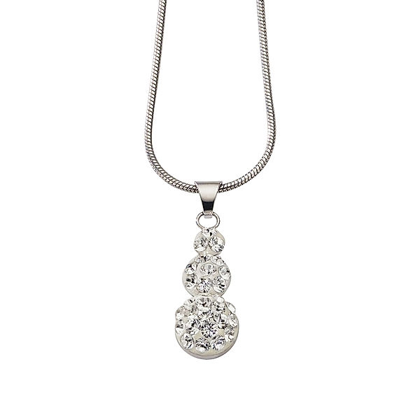 Crystelle Anhänger mit Kette 925/- Sterling Silber Swarovski Kristalle weiß 42+5cm Glänzend