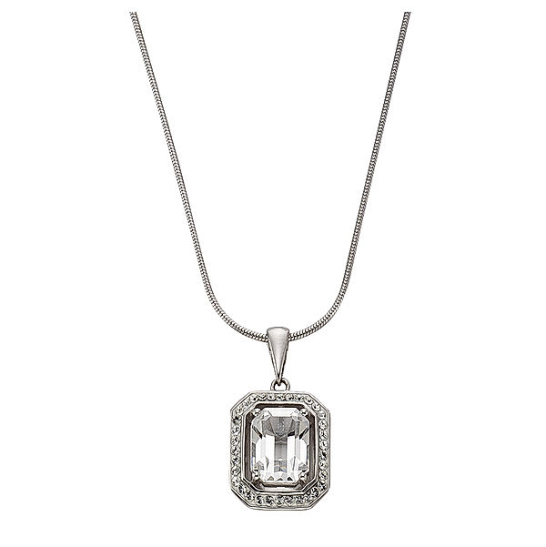 Crystelle Anhänger mit Kette 925/- Sterling Silber Swarovski Kristalle weiß 42+5cm Glänzend