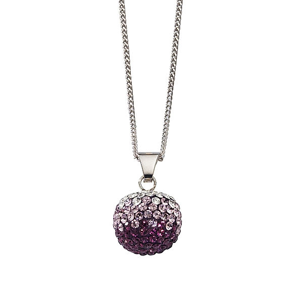 Crystelle Anhänger mit Kette 925/- Sterling Silber Swarovski Kristalle lila Glänzend (Ausführung: 45cm)