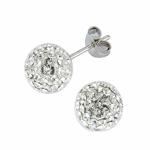 Crystelle Ohrstecker 925/- Sterling Silber Swarovski Kristalle weiß 0,8cm Glänzend