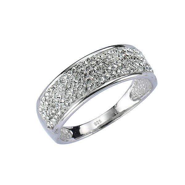 Crystelle Ring 925/- Sterling Silber Swarovski Kristalle weiß Glänzend (Größe: 016 (50,5))