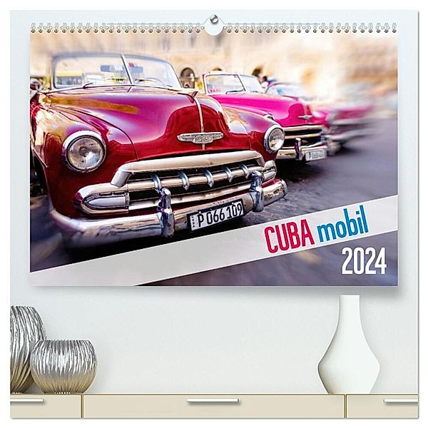 Cuba mobil - Kuba Autos (hochwertiger Premium Wandkalender 2024 DIN A2 quer), Kunstdruck in Hochglanz, Micha Tuschy