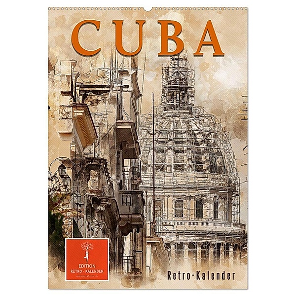 Cuba Retro Kalender (Wandkalender 2024 DIN A2 hoch), CALVENDO Monatskalender, Peter Roder