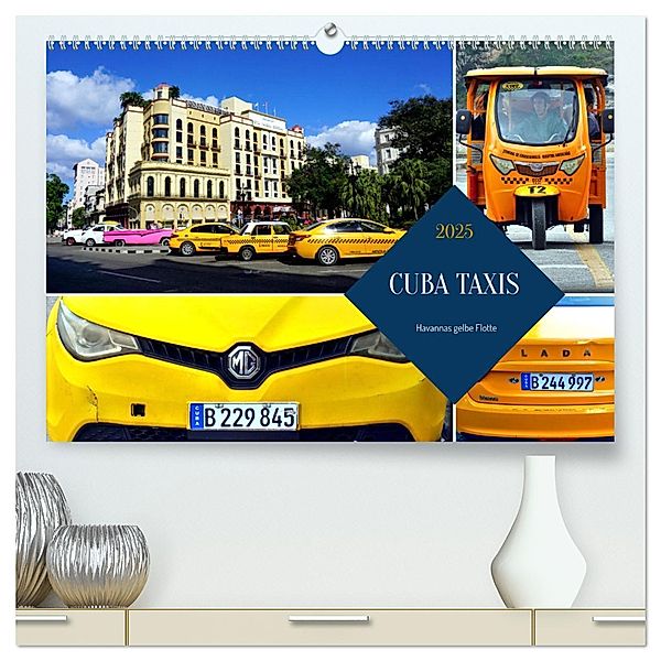 CUBA TAXIS - Havannas gelbe Flotte (hochwertiger Premium Wandkalender 2025 DIN A2 quer), Kunstdruck in Hochglanz, Calvendo, Henning von Löwis of Menar