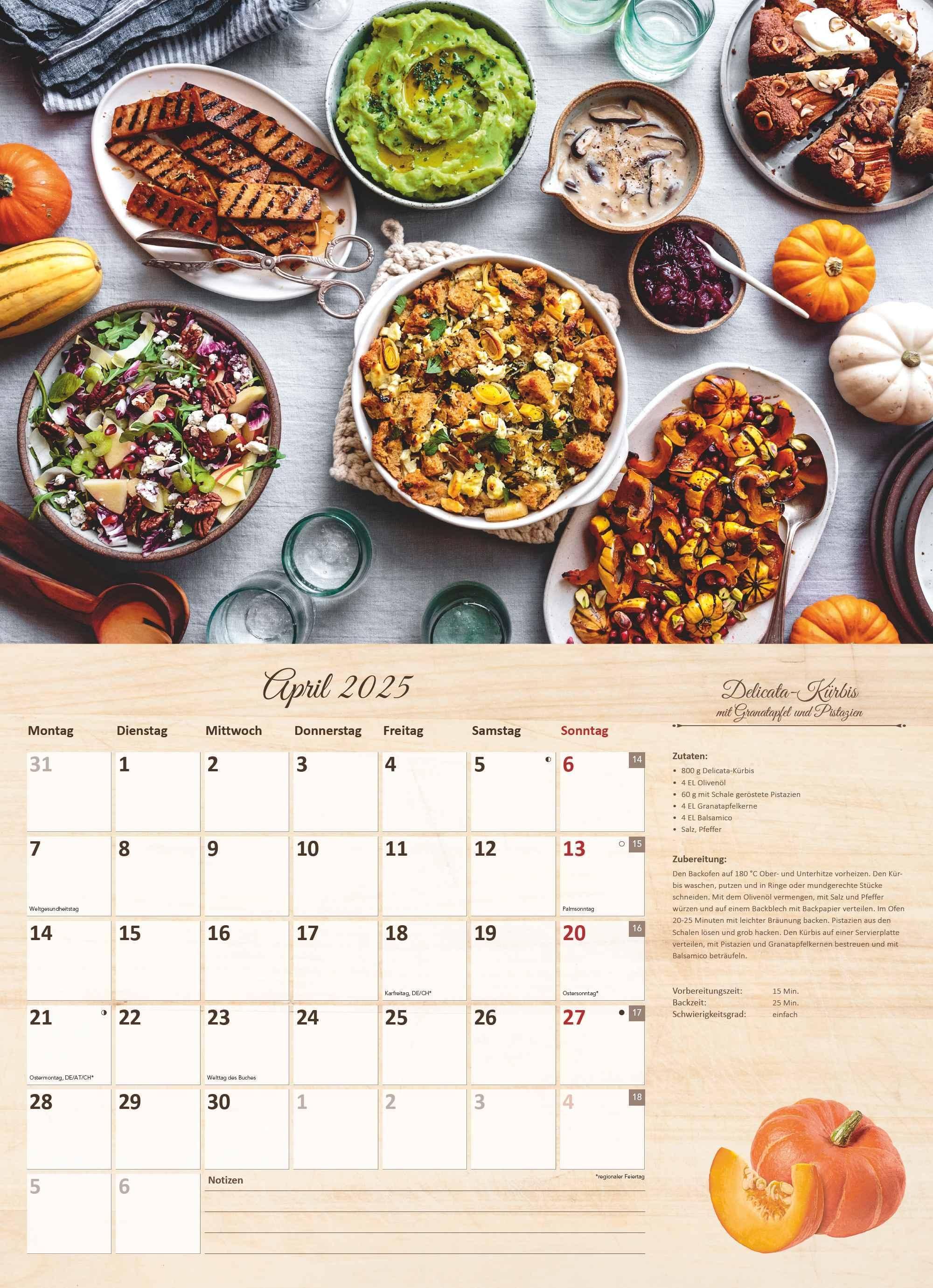 Culinaria - Der große Küchenkalender 2025 - Bildkalender 42x29 cm 42x58 geöffnet 