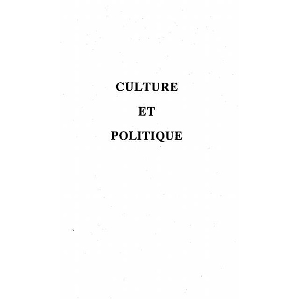 Culture et politique / Hors-collection, Collectif