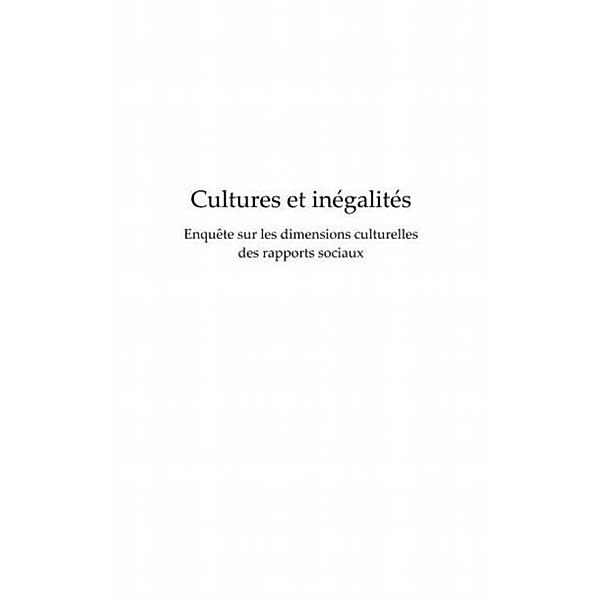 Cultures et inegalites / Hors-collection, Gildas de Sechelles