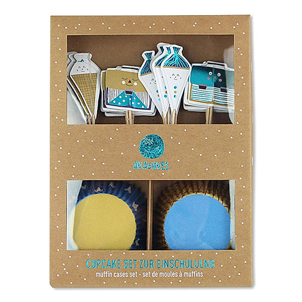 ava&yves Cupcake-Set EINSCHULUNG 48-teilig in blau/gelb