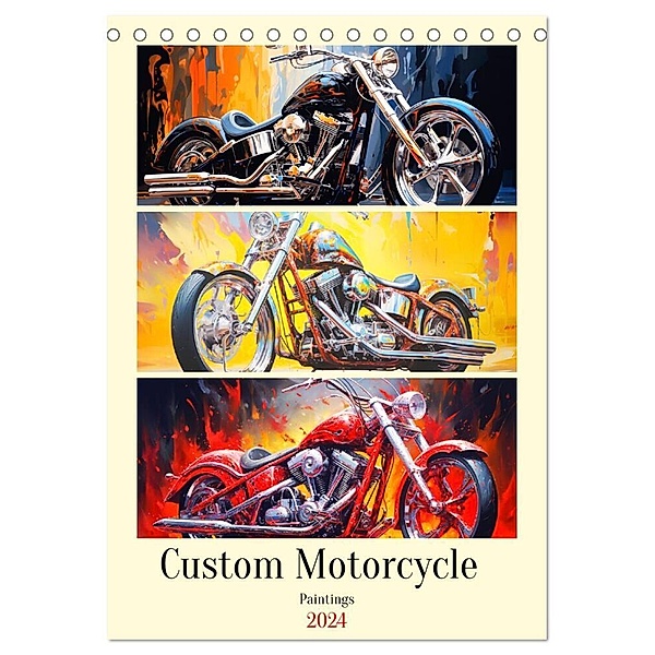 Custom Motorcycle Paintings (Tischkalender 2024 DIN A5 hoch), CALVENDO Monatskalender, Rose Hurley