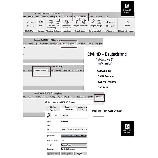 Cvil 3D Deutschland / Add-Ons, Add-Ins und mehr, Civil 3D Deutschland (schwarz/weiß, zur Information), Gert Domsch