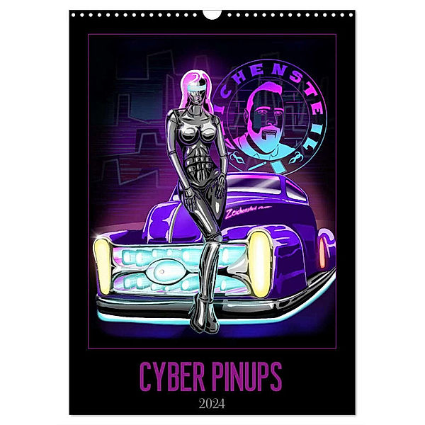 CYBER PINUPS (Wandkalender 2024 DIN A3 hoch), CALVENDO Monatskalender, Zeichensteil