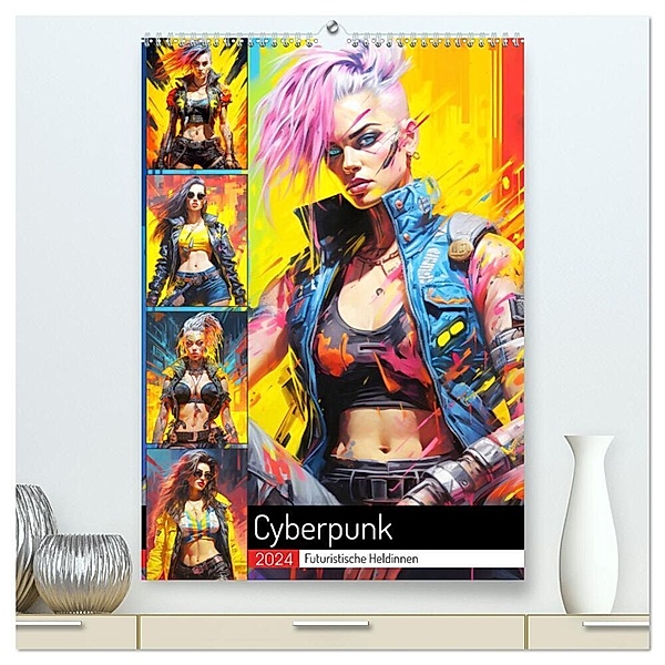 Cyberpunk. Futuristische Heldinnen (hochwertiger Premium Wandkalender 2024 DIN A2 hoch), Kunstdruck in Hochglanz, Rose Hurley
