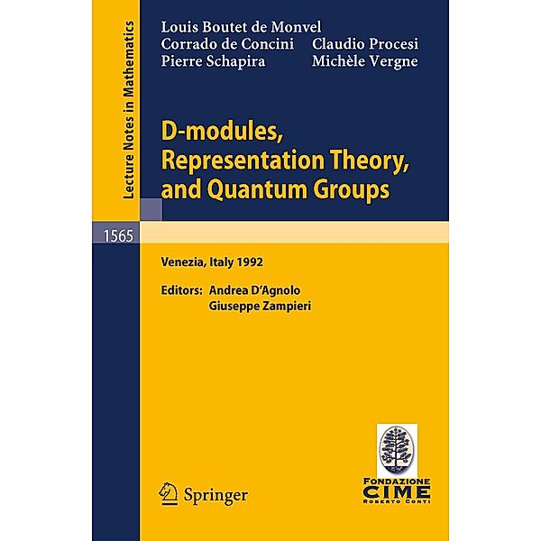 D-modules, Representation Theory, and Quantum Groups / Lecture Notes in Mathematics Bd.1565, Louis Boutet de Monvel, Corrado de Concini, Claudio Procesi, Pierre Schapira, Michele Vergne