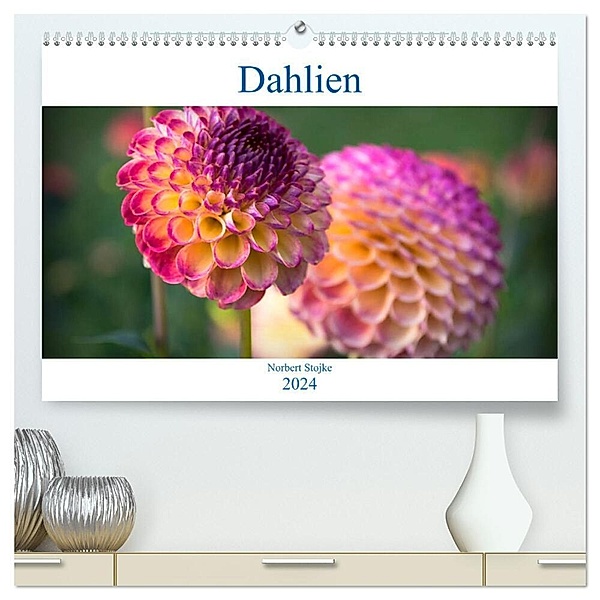 Dahlien - Blumenwunder der Natur (hochwertiger Premium Wandkalender 2024 DIN A2 quer), Kunstdruck in Hochglanz, Norbert Stojke