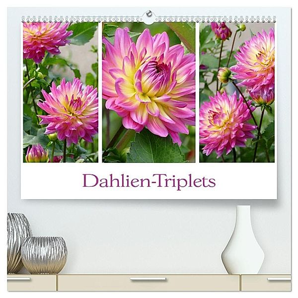 Dahlien-Triplets (hochwertiger Premium Wandkalender 2024 DIN A2 quer), Kunstdruck in Hochglanz, Christine B-B Müller