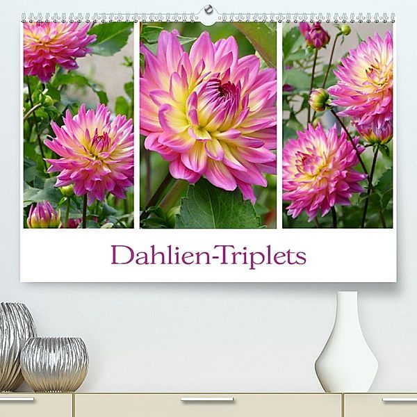 Dahlien-Triplets (Premium, hochwertiger DIN A2 Wandkalender 2023, Kunstdruck in Hochglanz), Christine B-B Müller