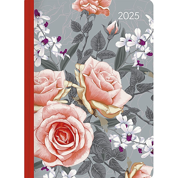 Daily Journal Style Roses 2025 - Taschen-Kalender A6 - Rose - Day By Day - 352 Seiten - Notiz-Buch - Alpha Edition