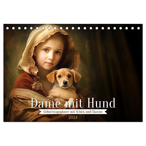 Dame mit Hund (Tischkalender 2024 DIN A5 quer), CALVENDO Monatskalender, Calvendo, Daniela Tapper