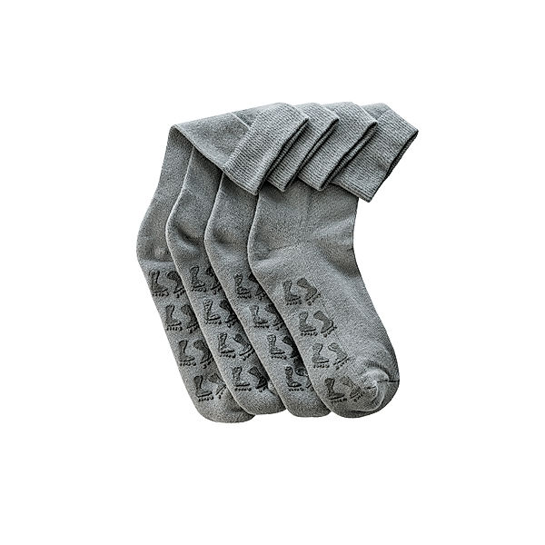 Damen Antirutschsocken, grau, 2er-Set (Grösse: 35-38)