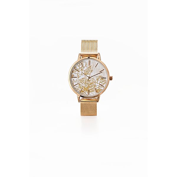 Damen Armbanduhr Flowers, gold