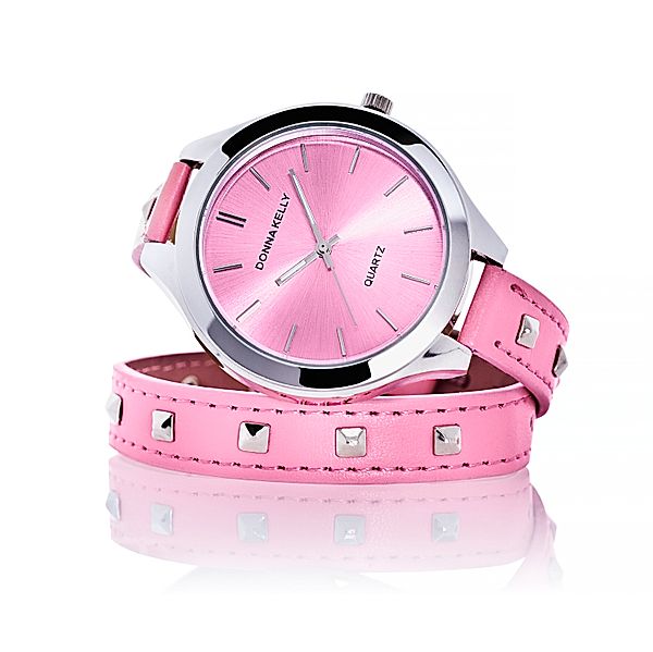 Damen Armbanduhr mit Wickelarmband, pink