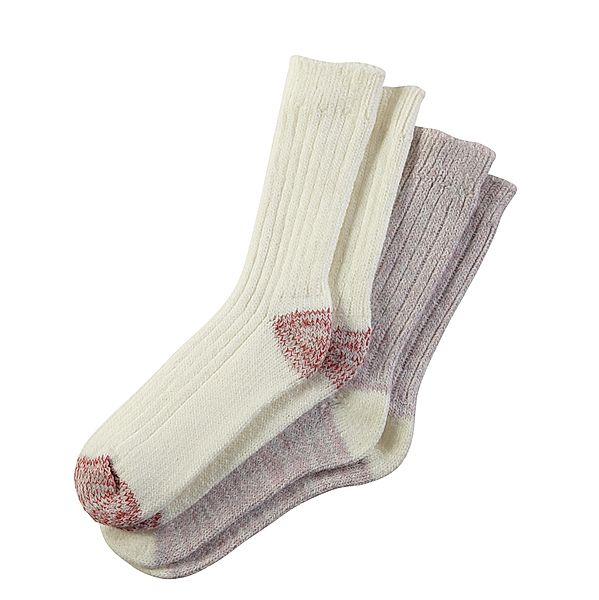 Damen Flauschsocken, 2er Set wollweiß/rosa (Größe: 39/42)