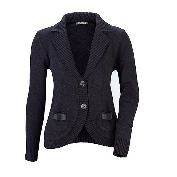 Damen-Strickblazer, schwarz (Größe: 40)