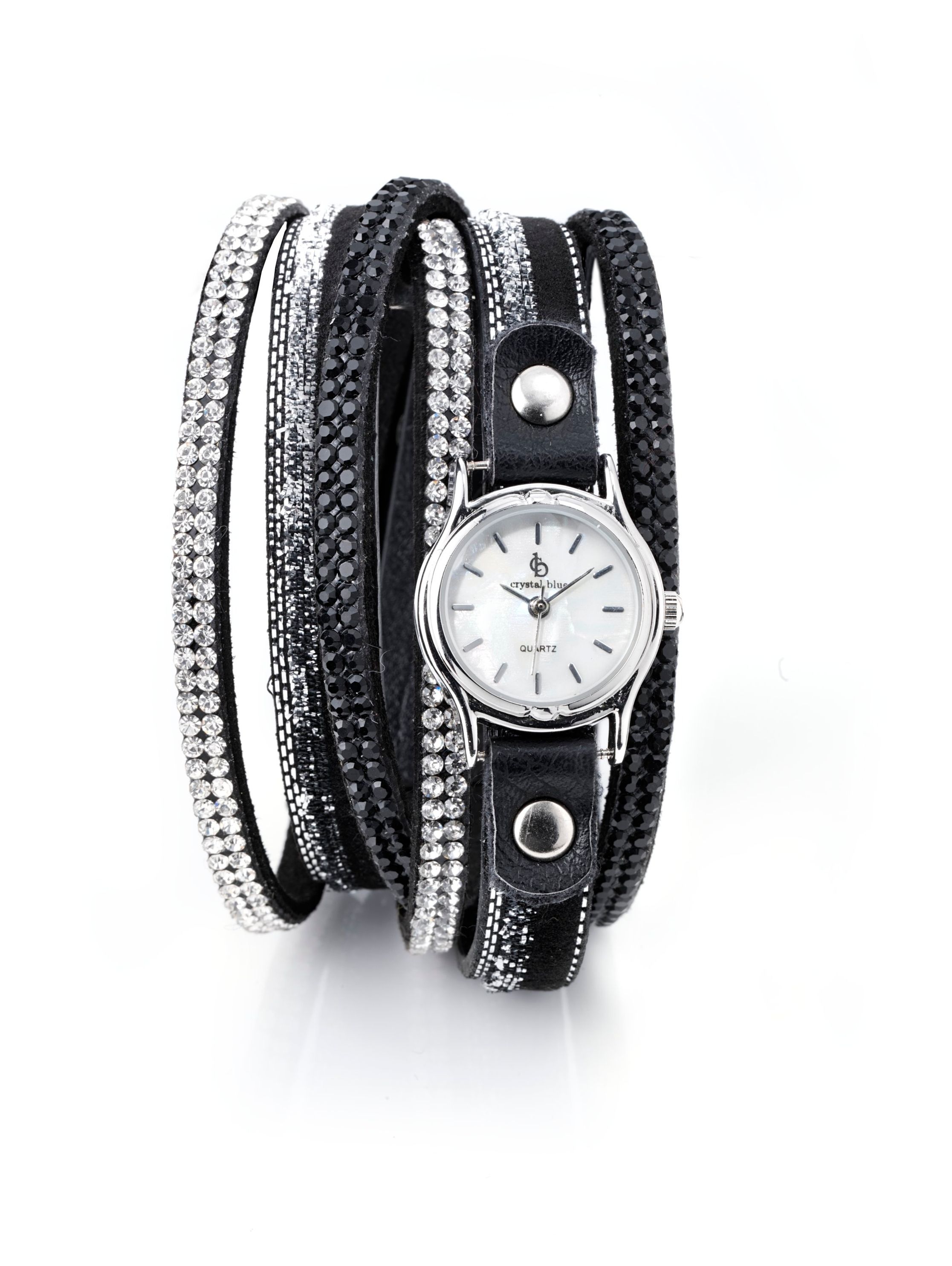 Damen Wickelarmband mit Uhr, schwarz silber | Weltbild.de
