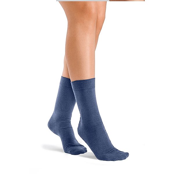 Damensocken ohne Gummi, blau-grau, 6 Paar (Größe: 39-42)