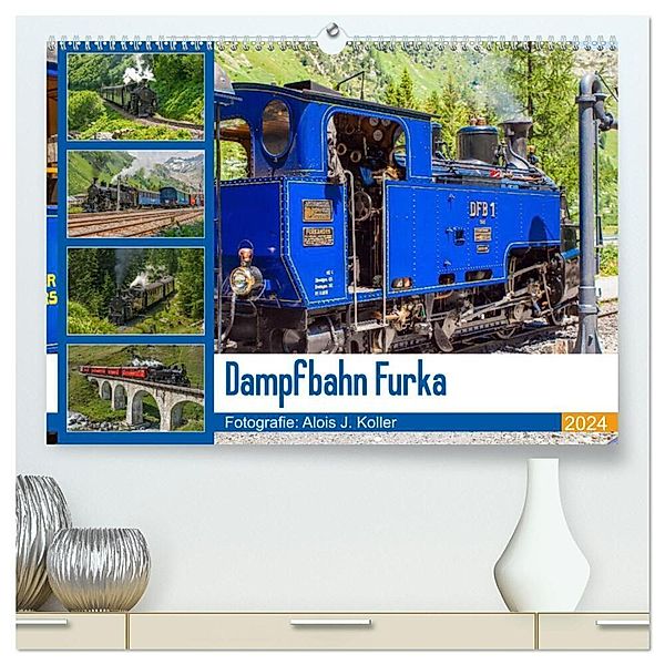 Dampfbahn Furka 2024 (hochwertiger Premium Wandkalender 2024 DIN A2 quer), Kunstdruck in Hochglanz, Alois J. Koller 4pictures.ch