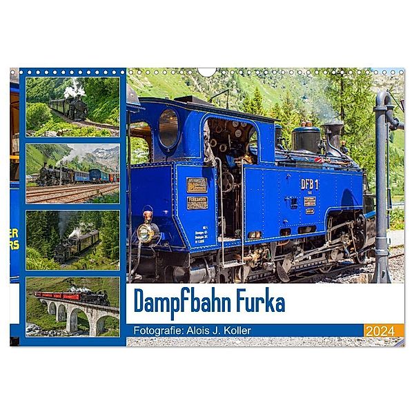 Dampfbahn Furka 2024 (Wandkalender 2024 DIN A3 quer), CALVENDO Monatskalender, Alois J. Koller 4pictures.ch