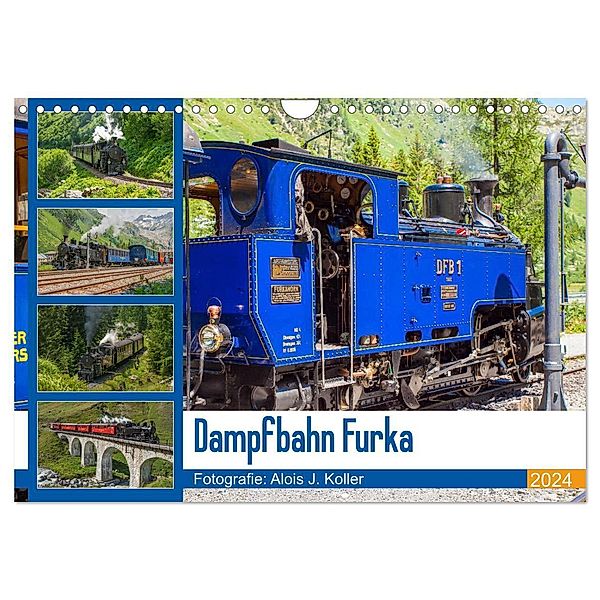 Dampfbahn Furka 2024 (Wandkalender 2024 DIN A4 quer), CALVENDO Monatskalender, Alois J. Koller 4pictures.ch