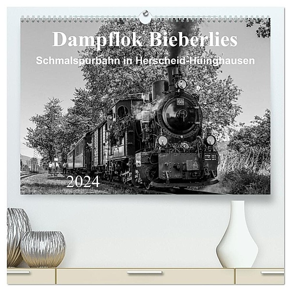 Dampflok Bieberlies in Herscheid-Hüinghausen (hochwertiger Premium Wandkalender 2024 DIN A2 quer), Kunstdruck in Hochglanz, Simone Rein