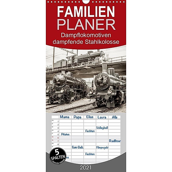Dampflokomotiven - dampfende Stahlkolosse - Familienplaner hoch (Wandkalender 2021 , 21 cm x 45 cm, hoch), Liselotte Brunner-Klaus