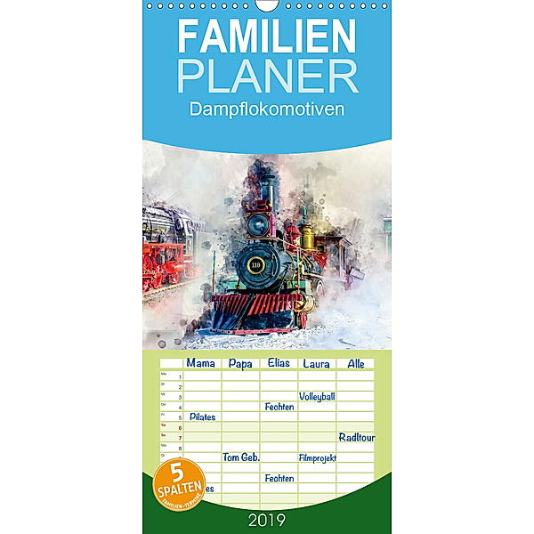 Dampflokomotiven - wunderschöne Dampfloks aus Deutschland und der Welt - Familienplaner hoch (Wandkalender 2019 , 21 cm, Peter Roder