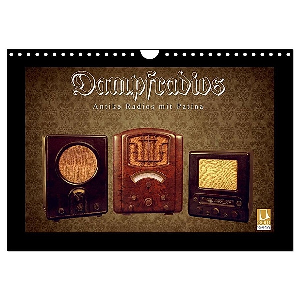 Dampfradios - Antike Radios mit Patina (Wandkalender 2024 DIN A4 quer), CALVENDO Monatskalender, Haselnusstafel