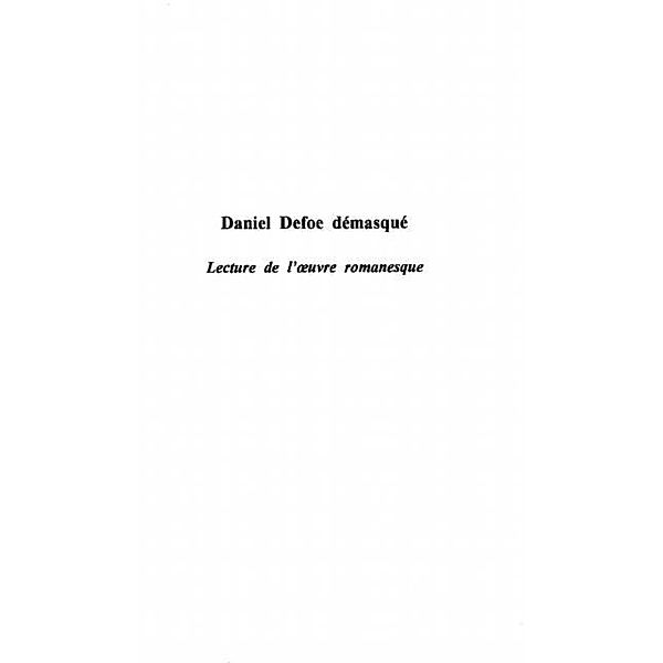 Daniel defoe demasque / Hors-collection, Detis Elisabeth