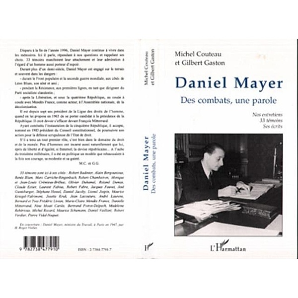 Daniel mayer : des combats uneparole / Hors-collection, Collectif