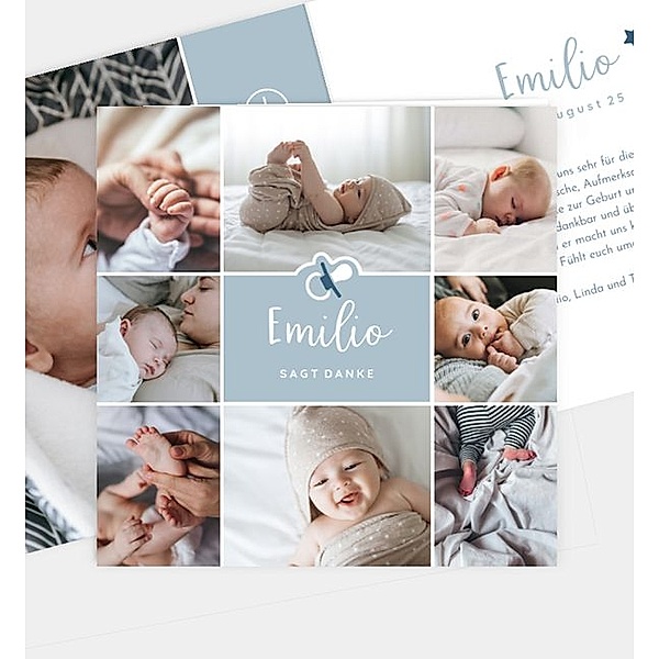 Dankeskarte Baby Collage, Klappkarte quadratisch (145 x 145mm)