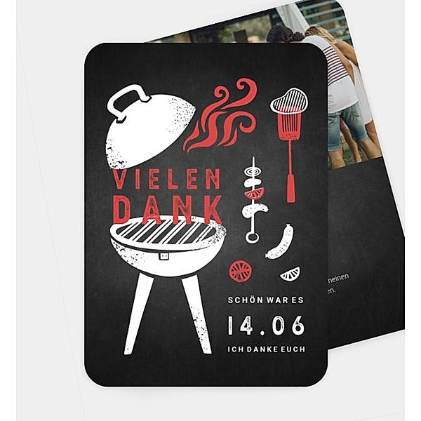 Dankeskarte BBQ Grillfest, Postkarte hoch (120 x 170mm)