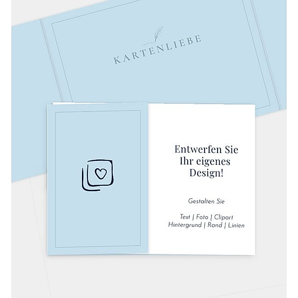 Dankeskarte Blanko Design - löschen, Doppel-Klappkarte quer &amp; kurz (145 x 105mm)