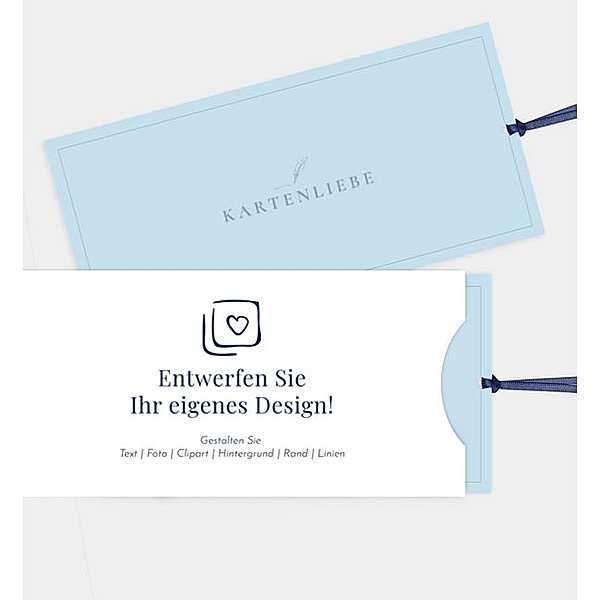 Dankeskarte Blanko Design - löschen, Einsteckkarte quer (213 x 103mm)