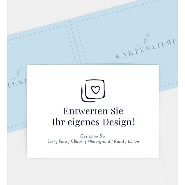 Dankeskarte Blanko Design - löschen, Klappkarte quer mit Schleife (148 x 105mm) mit Schleife