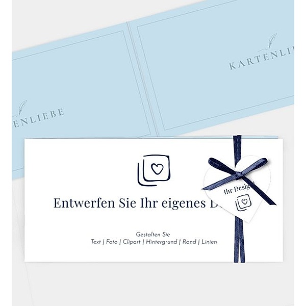 Dankeskarte Blanko Design - löschen, Klappkarte quer  (210 x 100mm)